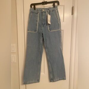 Zara high rise jean with pipping. New with tags.